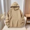 Unisex Heavyweight Hooded Sweatshirt - Velvet Thickened, Solid Color, Custom Logo, Trendy Work Uniform