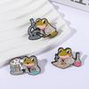 Cartoon Frogs Chemist Brooch with Microscope Test Tube for Laboratory Enthusiasts