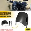 2X Motorcycle Headlight Windshield Universal Windscreen For 5-7'' Headlamp Round