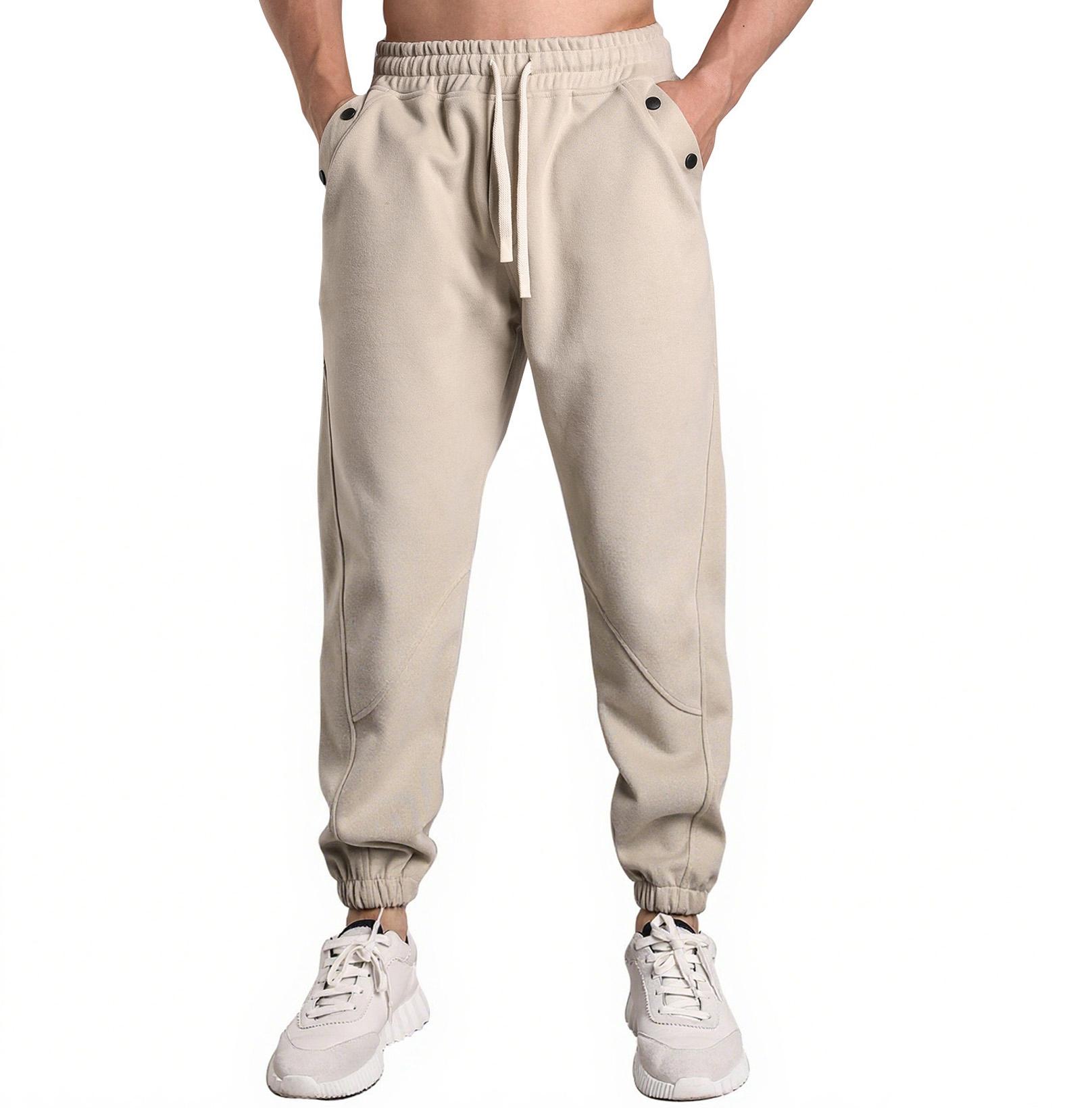 

Спортивные штаны мужские свободные для бега и фитнеса, укороченные L бежевый