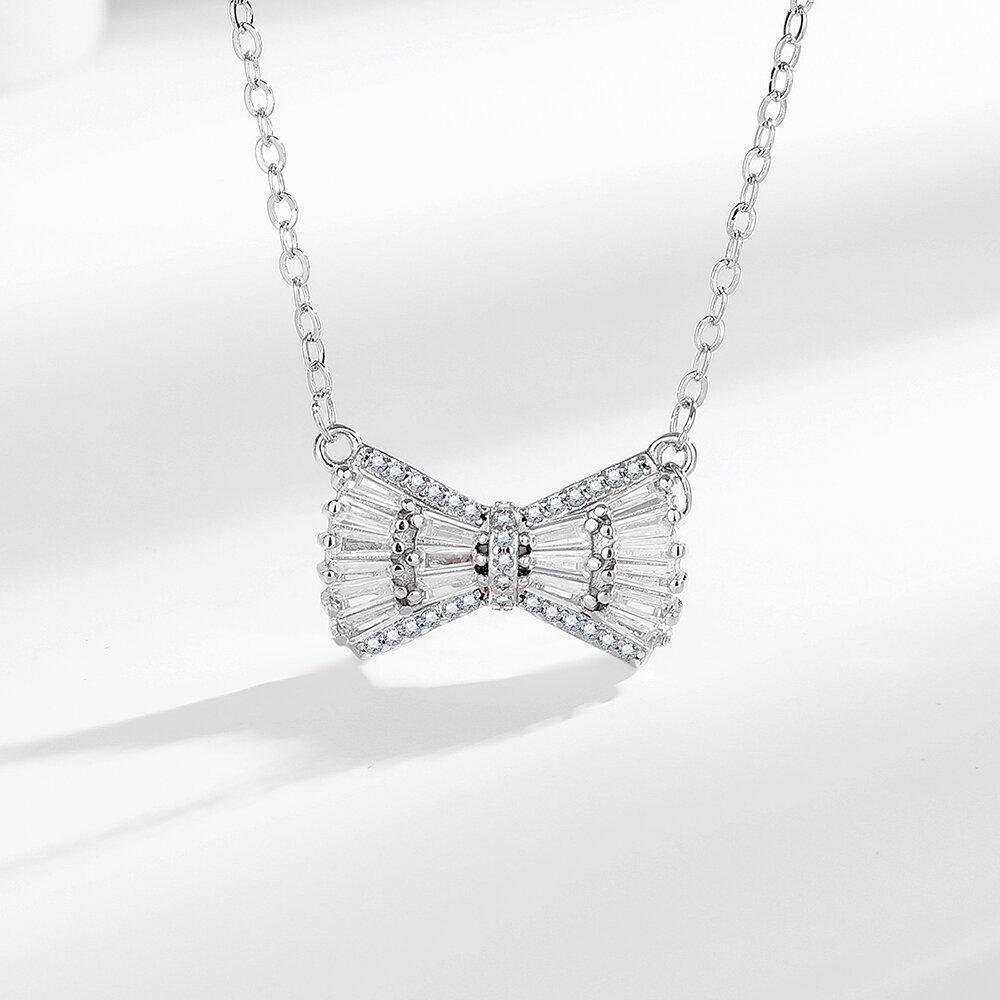 

Bow Full Diamond Tassel Necklace Women, New Temperament Ring Set Accessories