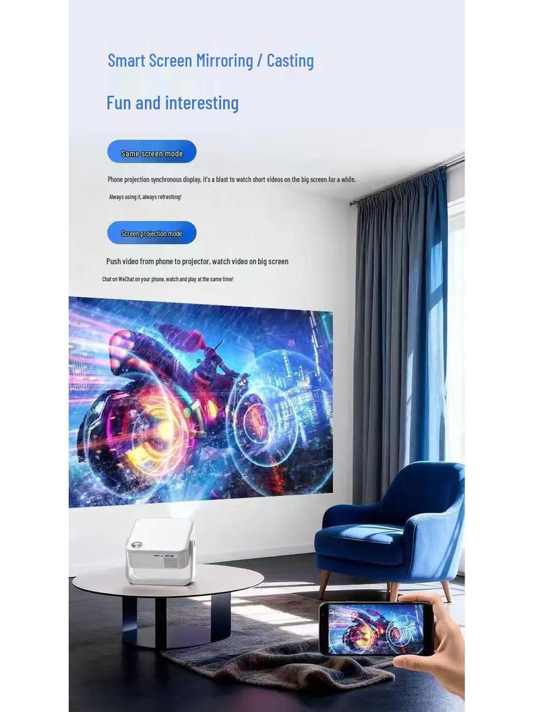 C6 LED HD 1080p Home Theater Projector with Automatic Focus and Gimbal
