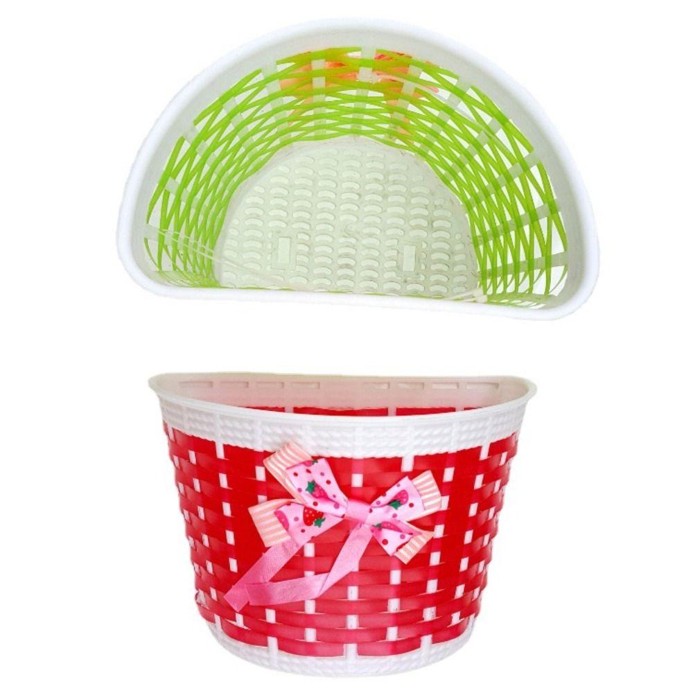 Multicolors Children Bicycle Storage Hand Woven Bowknot Bag New Bike Front Carrier  Bike Basket