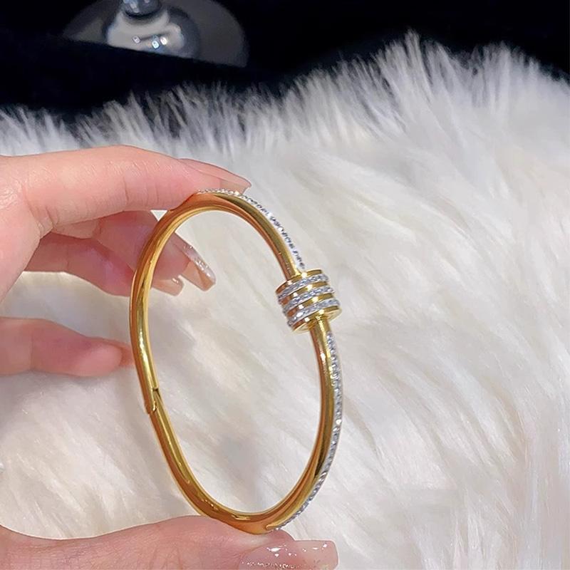 Luxury Gold Plated Bangles Zircon Women's Hand Bracelet Stainless Steel Bangle Gifts for Women Fashion Accessories Mother's Day