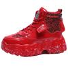 Winter Red Women Ankle Boots With Fur Platform High Top Women Shoes Thick Sole Leather Women Snow Boots Bling Ladies Casual Shoe