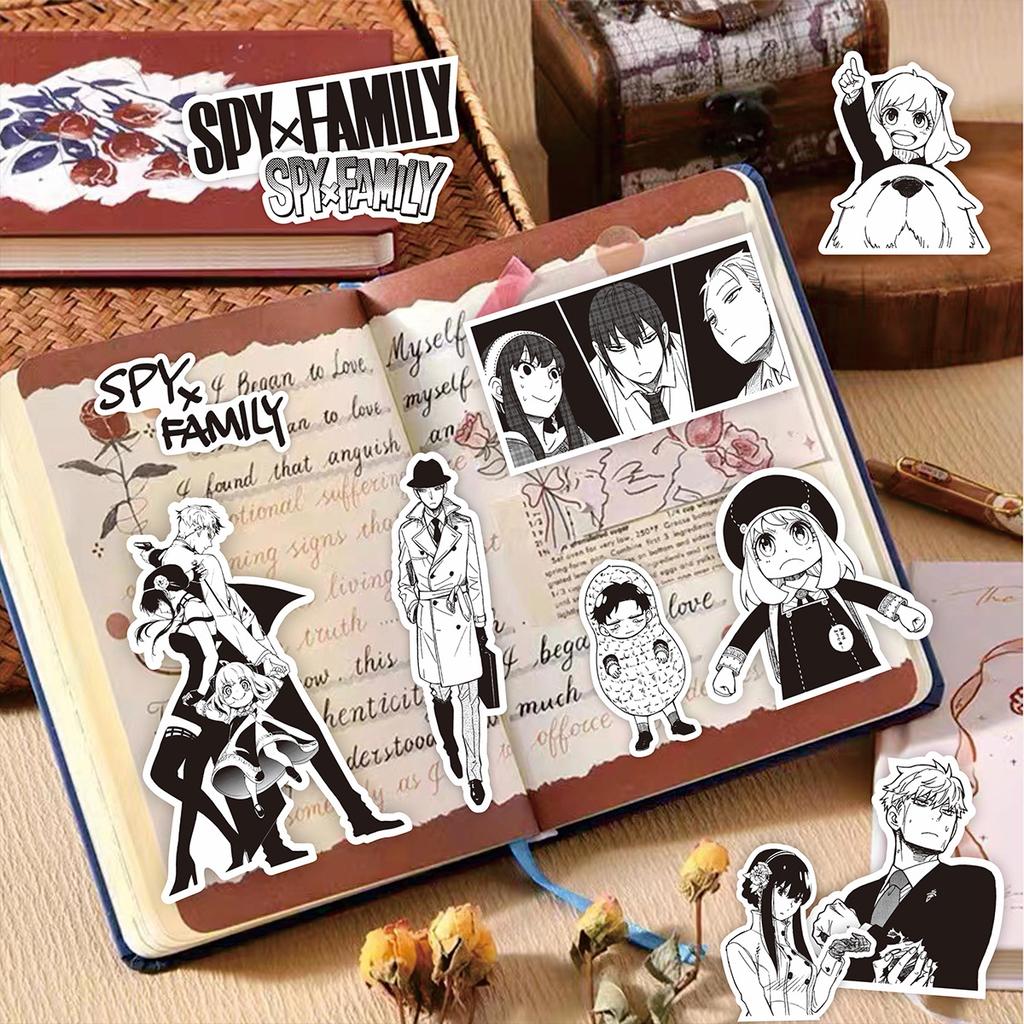 70 unidades/juego de espías × familia . Pegatinas clásicas en blanco y negro serie 01, pegatinas de garabatos impermeables a la moda DIY