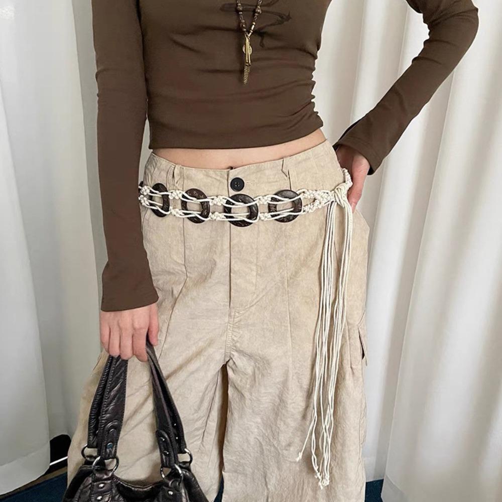 Fashion Metal Women's Waist Chain Adjustable Durable Retro Waist Chain Gold/Silver Carved Chain Belt