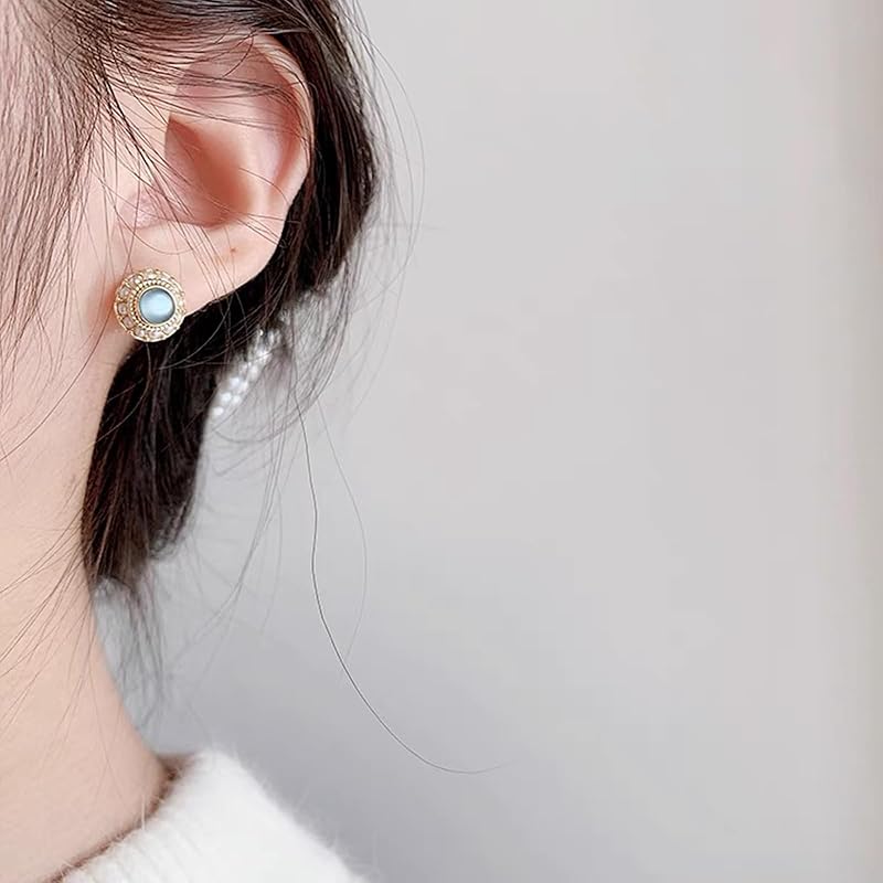 Perlenohrringe Damen Katzenauge Beliebtheit Geburtsstein Mai klein süß Metallallergieverträglich Frau Geburtstag Muttertag Jahrestag Weihnachten