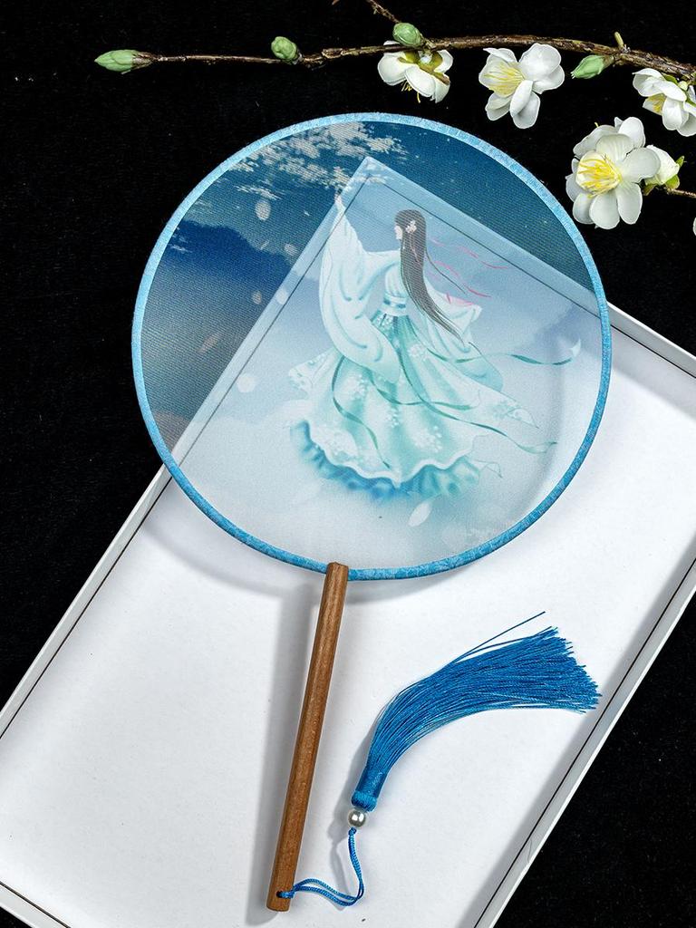 Translucent Ancient Style Round Dance Fan for Hanfu Costumes - Women's Classical Chinese Craft Fan