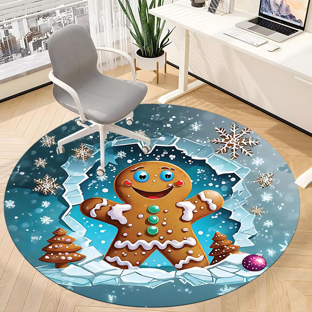 1PC Gingerbread Man Chair Carpet for Office, Indoor Non-Slip Washable Carpet, Soft Comfortable Mat For Office Room yy250930075