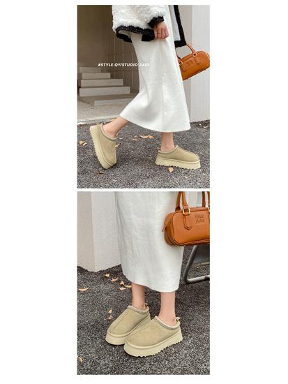 Women's Ethnic Style Cowhide Snow Boots with Thick Sole (2025)