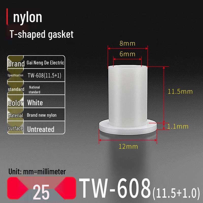 T-förmiger Nylon-Kunststoff-Dichtungsring und Schraubwellenhülse (Für dich: M2-M35)
