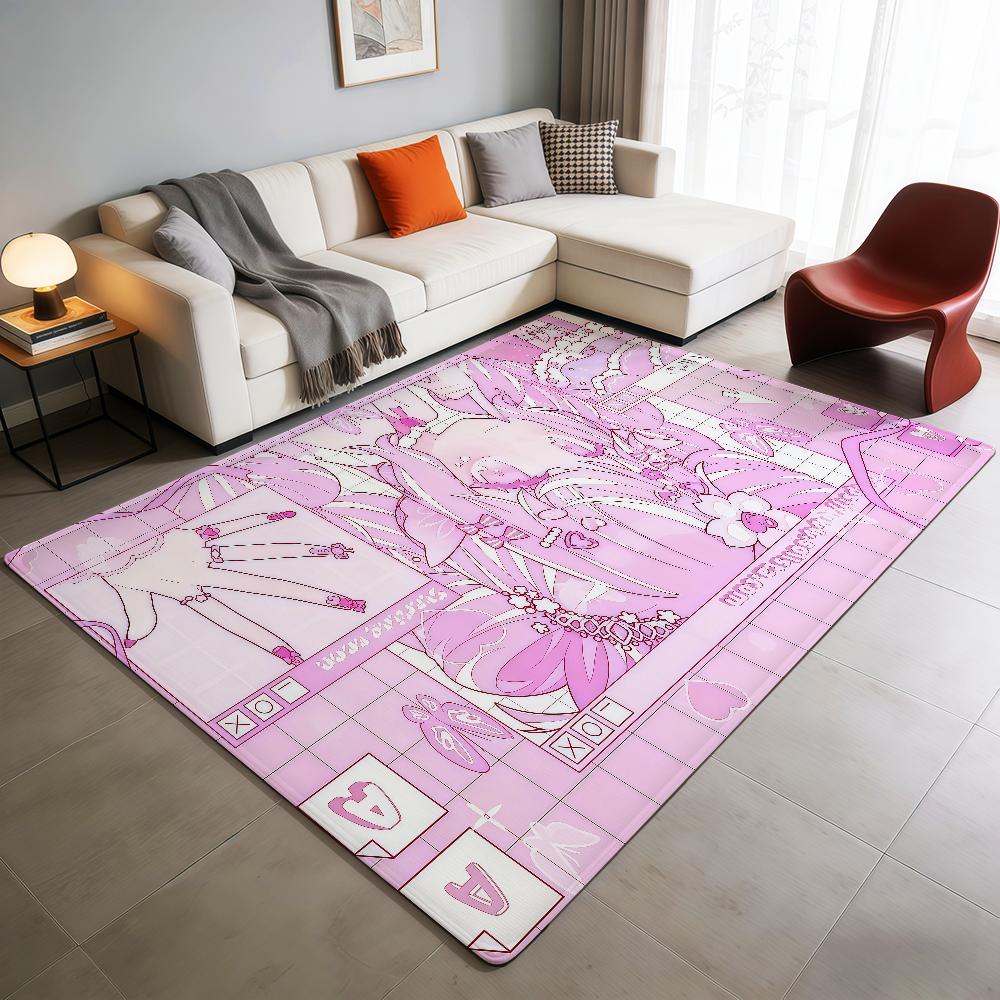 Cute y2k art pink purple anime girl hogar Bedside Rug Kitchen Bath Floor Mat Hallway Balcony Carpet Entrance Doormat Decor Home
