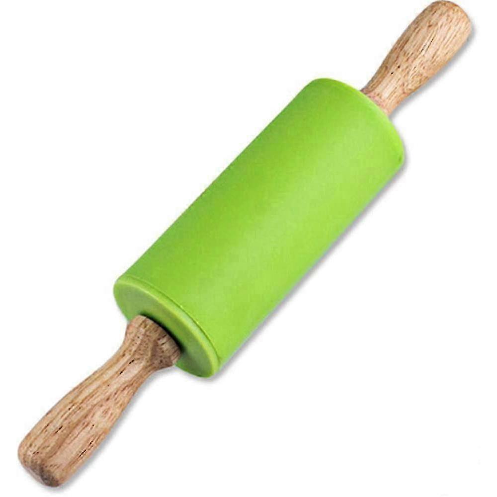 Mini Rolling Pin, Kids Rolling Pins Wooden Handle Non-stick Silicone Rolling Pins Pastry Brushes Dough Roller For Baking Pizza Cookie Pastry, (red, Gr