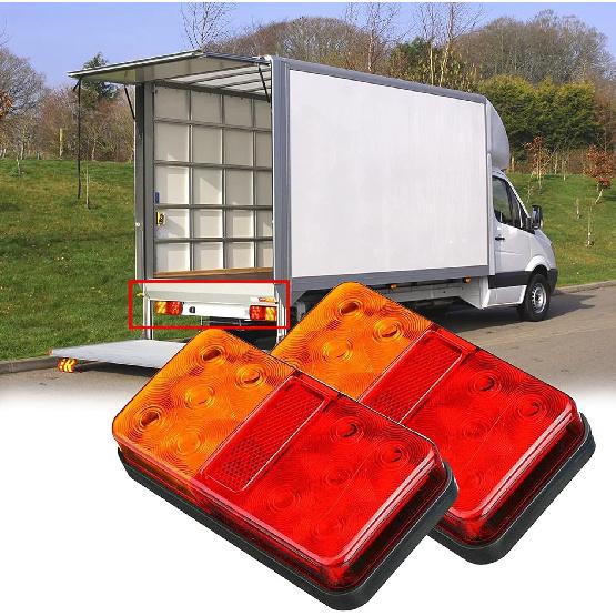 2PCS 12V LED Rear Tail Lights Trailer Lights Universal 10Leds Stop Brake Light Turn Signal Indicator Lamp for Caravan Van Boat Camper Truck Lorry