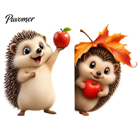 Maple Leaf Window Decals Fall Static Clings, Autumn Hedgehog Glass Decals, Reusable Decorations PVC Stickers for Home, Shop Storefront Harvest Season