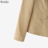 ZANZEA Women Casual Suit Neck Solid Color Long Sleeve Thin Cardigan Blazer