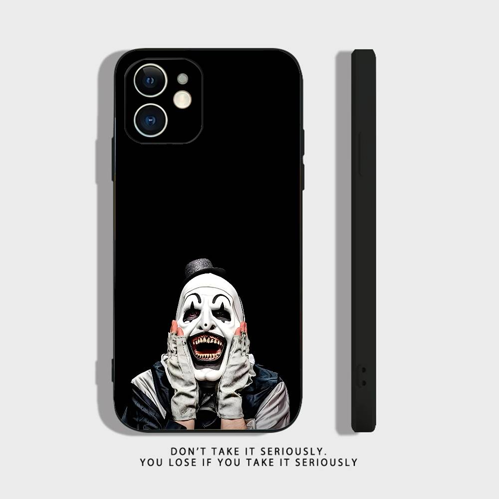 Art the Clown horror T-Terrifier Custodia per Telefono Per iPhone 17,16,15,14,13,12,11,XR,Pro,XS,Max,XR,Plus,Mini Silicone Nero Antiurto