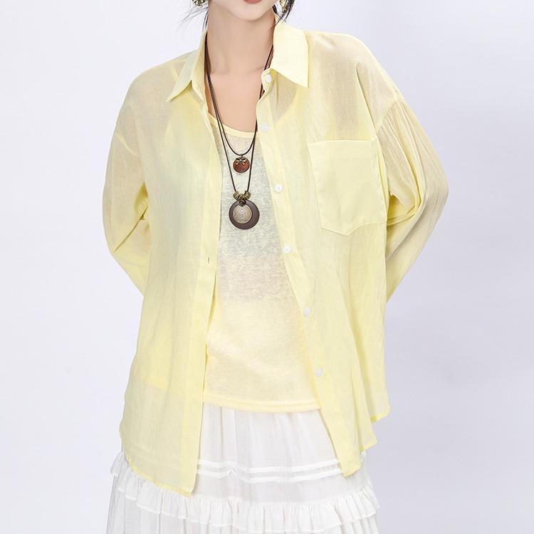 Dimanaf 2025 New Summer Buttons Shirt Women Solid Blouse Long Sleeve Fashion Tops Tees Casual Loose Green Tees
