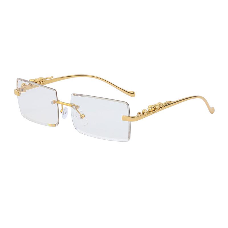 Frameless Sunglasses Women'S Square Leopard Sunglasses Men'S Trendy Glasses Shades