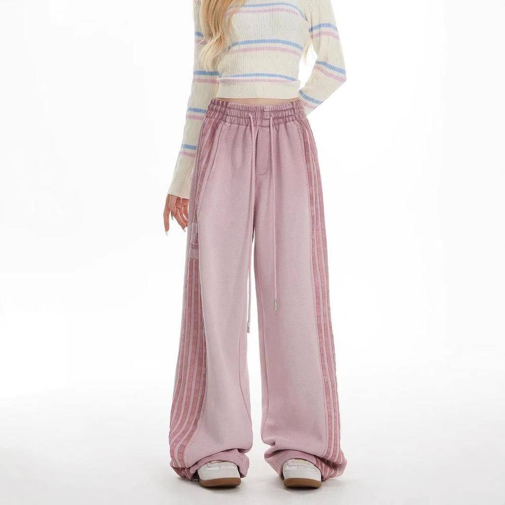 American Retro Stripe Sweatpants Women 2025 - Spring/Autumn Casual Wide Leg