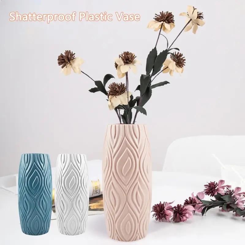 Nordic Shatterproof Imitation Glaze Vase, High Quality Plastic Flower Vase for Arrangement, Modern Home Decor Plant Pot Basket
