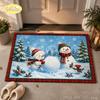 Christmas Red Truck Snowman Candy Cane Welcome Doormat Indoor Outdoor Kitchen Bedroom Non Slip Flannel Rug Home Decor