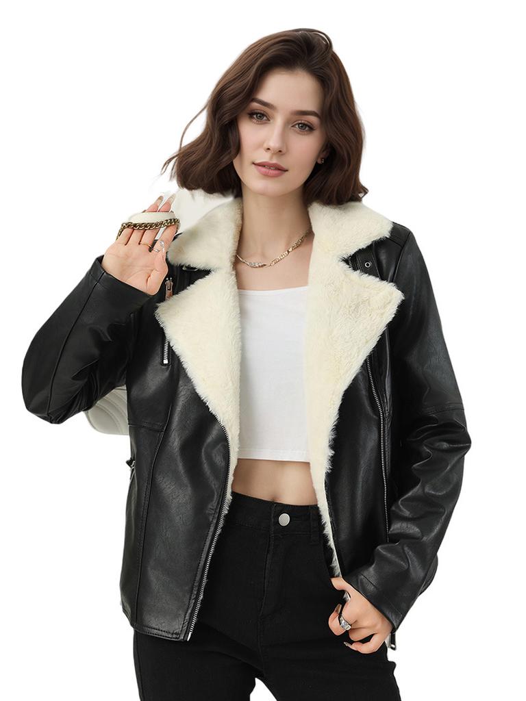 Winter Fashion Overcoat Thick Fur One-Piece Large Size Jacket Women's Leather Coat Custom