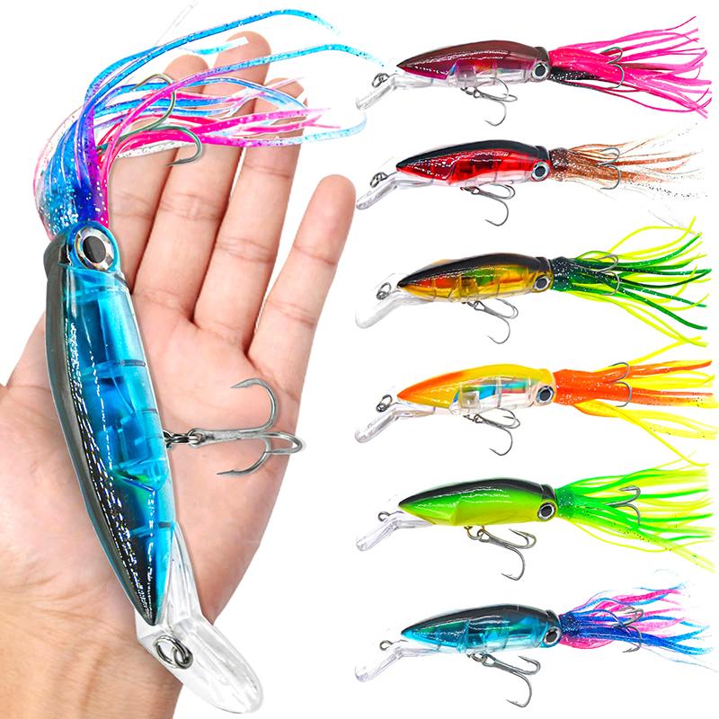 Sea Fishing Long Shot Big Octopus Squid Bait Luya Bait Fake Bait With Beard Plastic Squid Bait