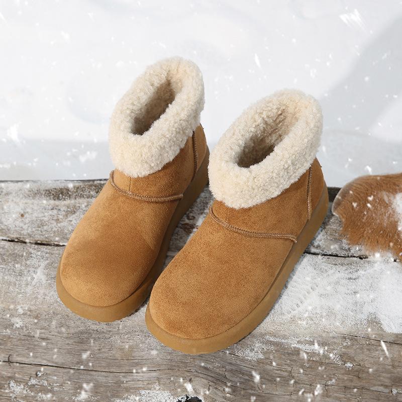 Koreanische Version Herbst und Winter neue hässlich süße Boken haarige kurze Schneestiefel Damen vielseitig warm gefütterte verdickte Baumwollschuhe