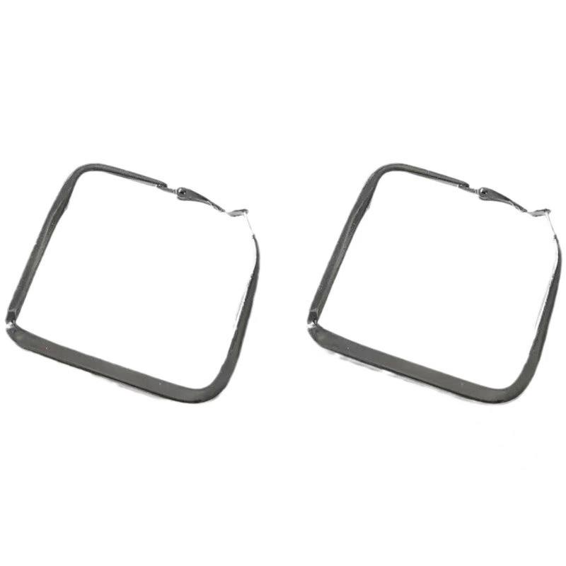 Gunmetal Large Square Hoop Earrings - European & American High-End Fashion, Exaggerated Style for Square and Round Face Slimming.