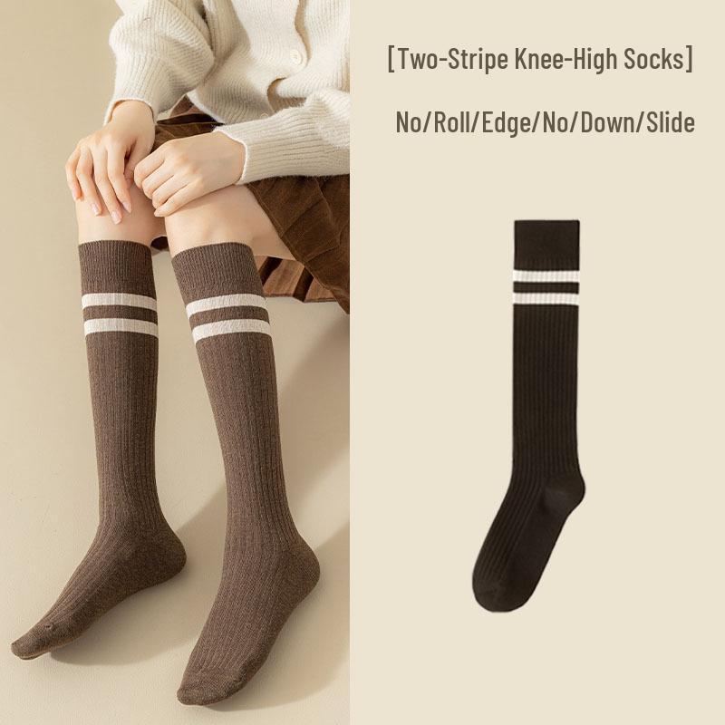 

JK Women s Striped Japanese Over-the-Knee Socks - Versatile Long College Style for Spring, Autumn, and Winter One Size чорний