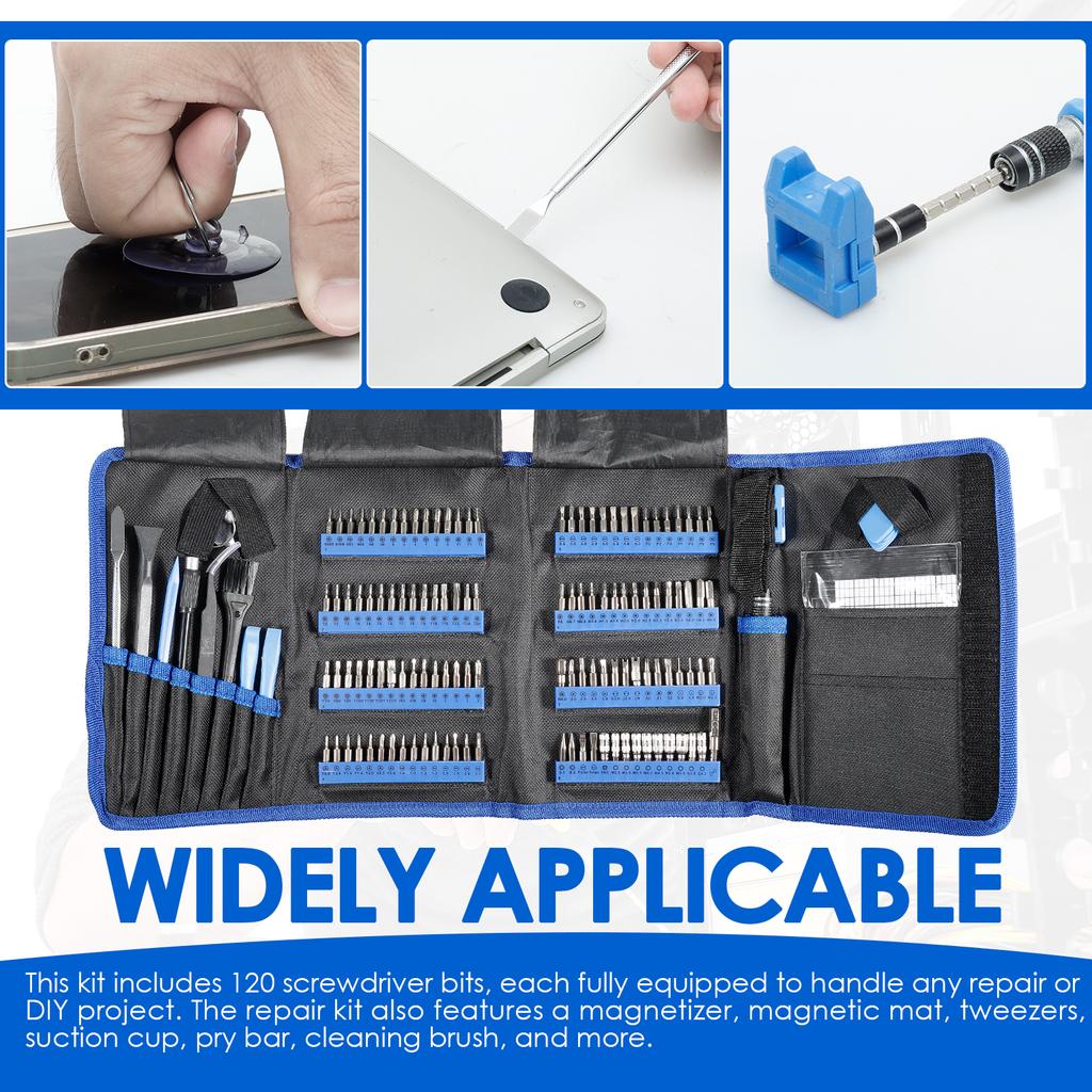 141in1 Precision Screwdriver Set Professional Repair Screwdriver Tool Kit with 120 Bits and 21 Accessories for Computer Eyeglass