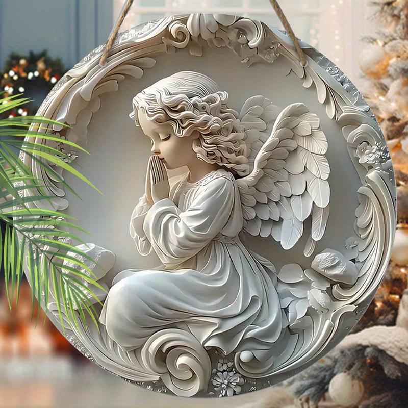 Cute Angel Pattern Pendant, Home Wall or Door Decoration, 2d Flat Wooden, Christmas Decoration, Gifts for Friends and Family