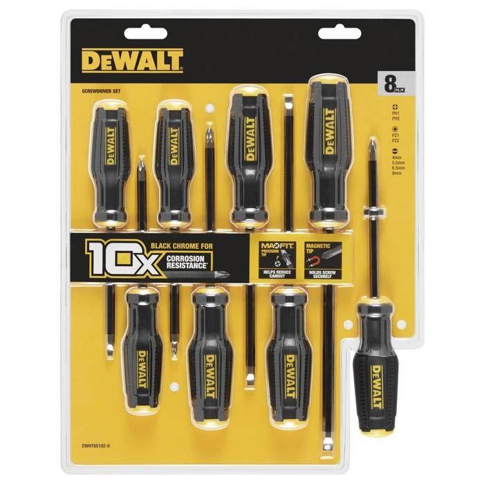 DEWALT Universel Jeu De Tournevis 8 Pièces Vis À Fente, PH, PZ