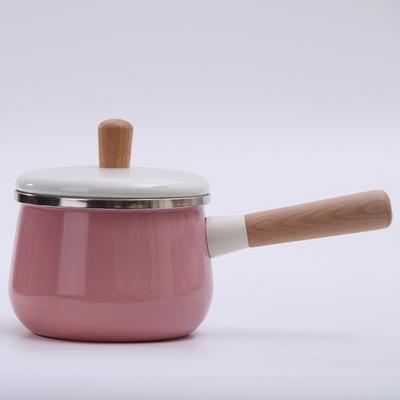 Home Kitchen Non-stick Pot Enamel Wooden Handle for Cooking Complementary Food Milk Cookware