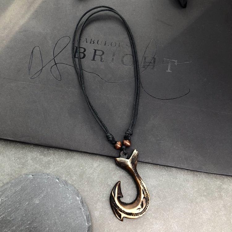 Original retro tribal men and women couple necklace trendy personality eagle ivory horn domineering pendant versatile accessories