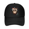 Cute Big Eyed Owl Floral Branch Illustration Mesh Baseball Cap For Womens Unisex FeUnisex Beach Dad Hat Hip Hop