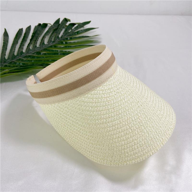 Summer travel sunscreen visor straw woven topless hat children's tide fashion versatile empty top straw hat cap