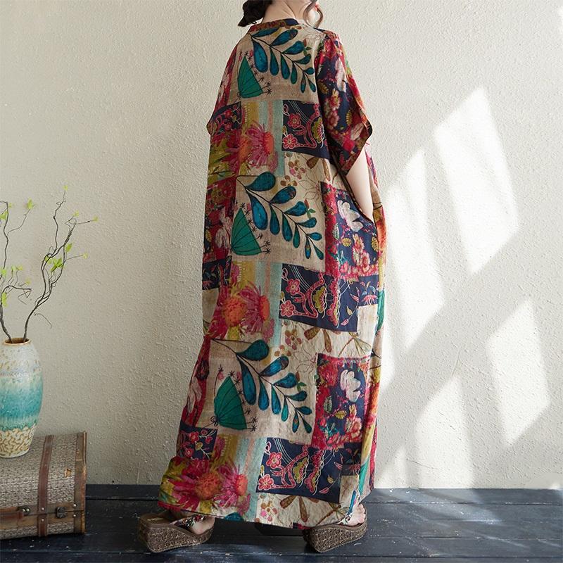 Kurzarm Übergröße Baumwolle Vintage Punkt Neu in Kleider für Frauen lässig locker Maxi lang Sommerkleid
