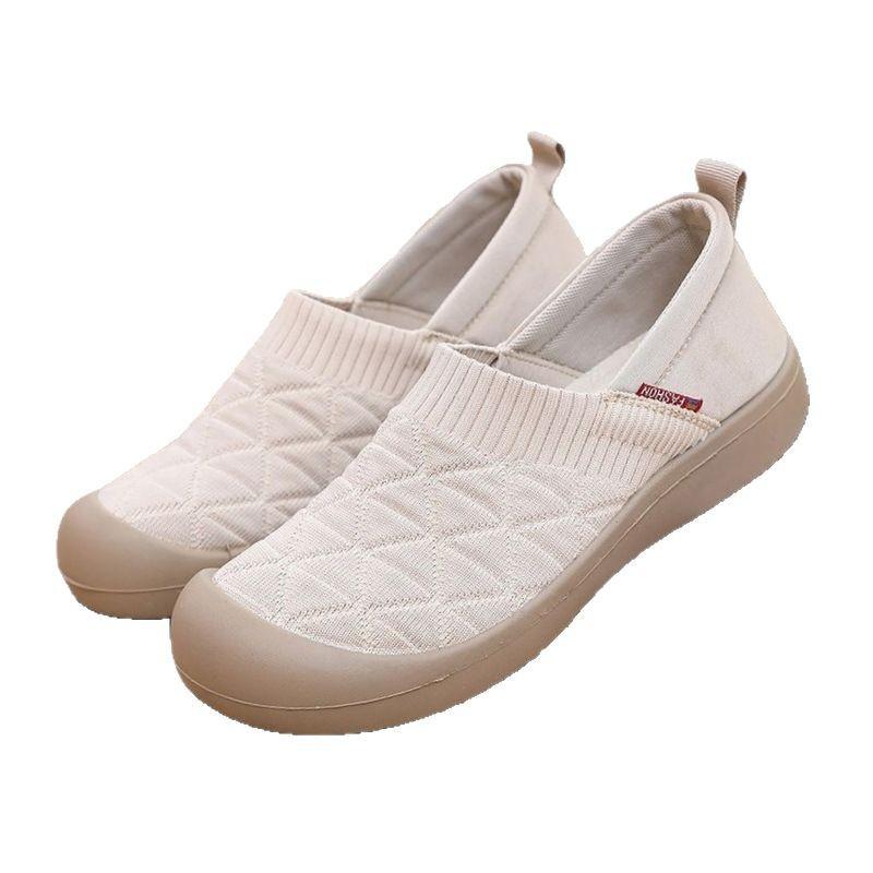 ****** Women's Cloth Shoes Old ******* Cloth Shoes S**t Sole S**t Surface Flying Weaving One Pedal Breathable Mother Shoes Light Feet Fat Work Shoes