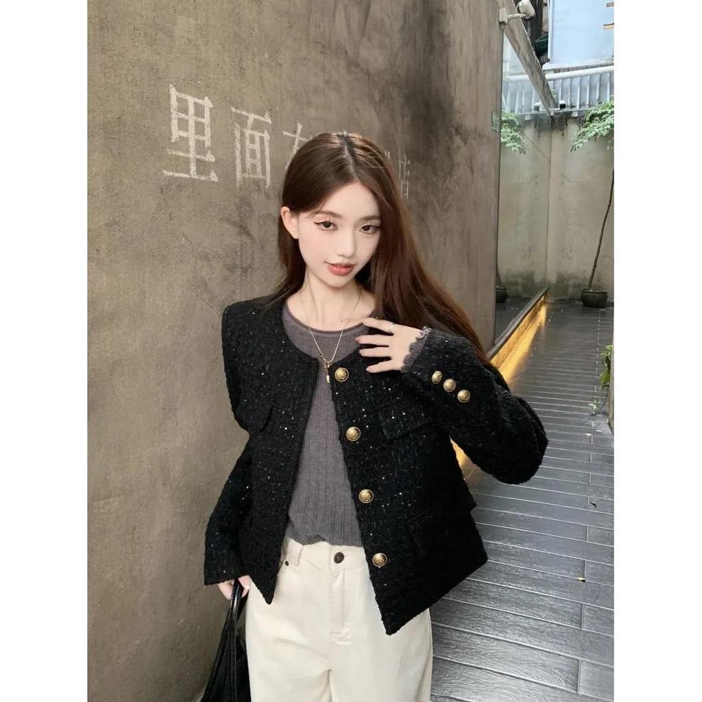 Chic Retro Sequin Long-Sleeve Jacket - Women's Autumn Fashion