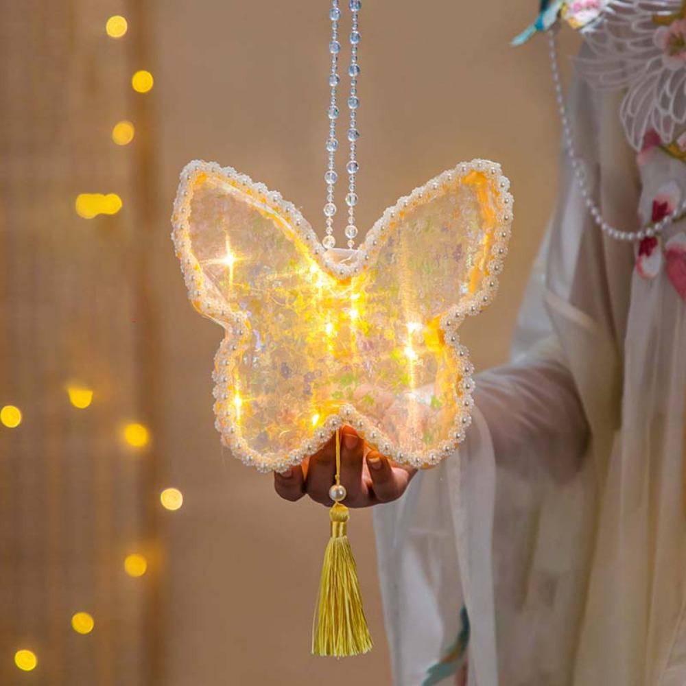 Glowing Butterfly Lantern Handmade Rabbit Lantern Handheld Light Flower Hoop Lamp Kids Craft Style 7