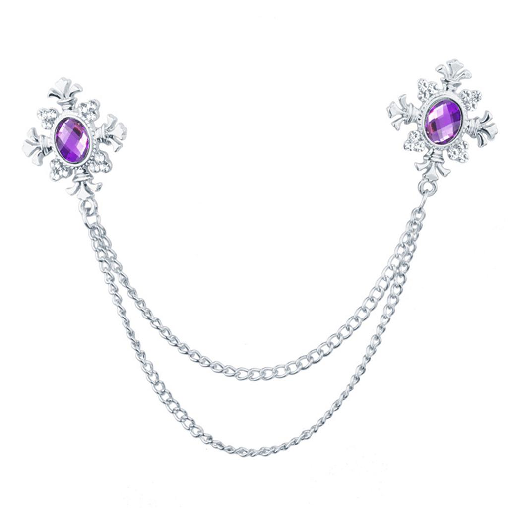 Elegant Tassel Rhinestone Cross Collar Pin For Shirts Fashionable Enthusiasts Suit Shirt Collar Brooch Trendy Jewelry