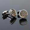 Men's Cufflinks Fashion Yellow Pattern Round Silver Buttons