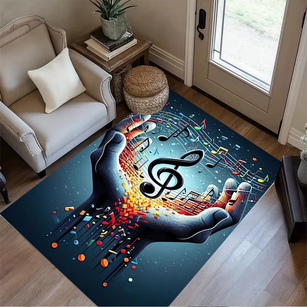 1pc music notes vinyl records and cassettes rug home carpet design for office decor gift living room bedroom