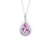 S925 Sterling Silver Pear-shaped Pink Gem Necklace for Women - Elegant Pendant for Formal, Daily, or Birthday Wear