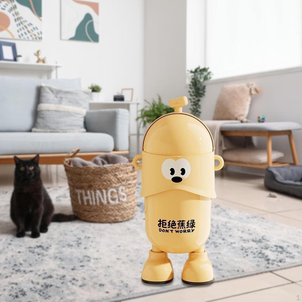 Trash Can Garbage Container Cute Waste Bin Standing Wastebasket with Flip Lid for Kitchen Study Room