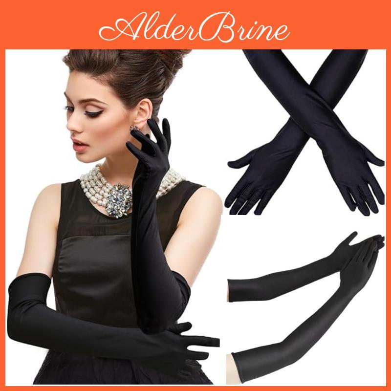 Elastic Spandex High Sun Protection Long Gloves Party Nightclub Wedding Performance Black Gloves