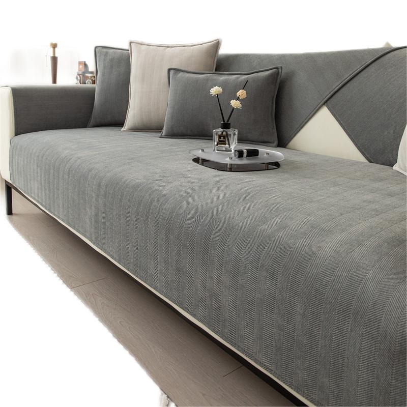 Thickened Chenille Fabric Sofa Cover Towel Solid Color Universal Sofa Mat Non-Slip Washable Sofa Cushion Armrest Backrest Cover